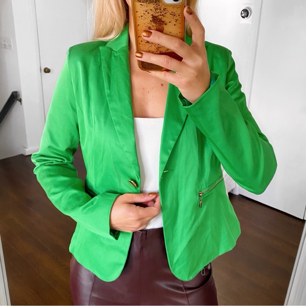 💚 L’OLIVE VERTE GREEN BLAZER JACKET! - Picture 5 of 14